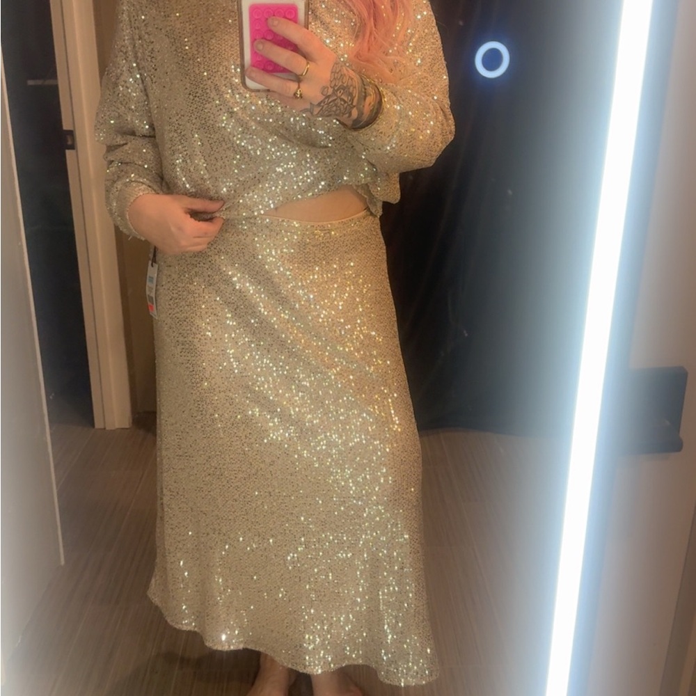 Dex Gold Sequin Maxi Skirt